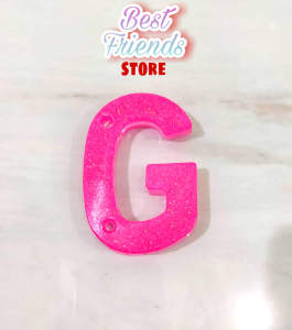 Nomor Rumah dan Huruf Timbul Glitter Pink