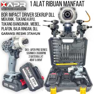APR RAJA BOR IMPACT DRIVER CORDLESS SEKRUP AP29PRO 550NM 2BATERAI LXT BESI KAYU IMPACT WRENCH BISA