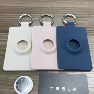 Tesla Key Card Holder with AirTag Slot AirTag Card Key Holder for Tesla Model 3 Y S X Cybertruck Key Card Case Cover with Key Chain Key Ring for Tesla 1 Pack