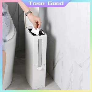 Tase Good Waste Bin/Rubbish Bin Stylish Narrow Slim Toilet Fashion Trash with Brush