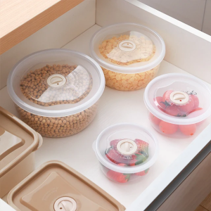 Container Makanan Set 4in1/ Food Storage Box Set 4 in 1 Toples Bulat / Tempat Penyimpanan Makanan Bulat Di Kulkas / W221 Round Shape