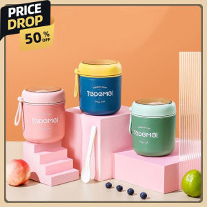 1PC Vacuum Soup Cup Food Container Mini Durable Thermal Lunch Box Jar With Spoon Insulated Stainless Steel For Household Kitchenware Picnic