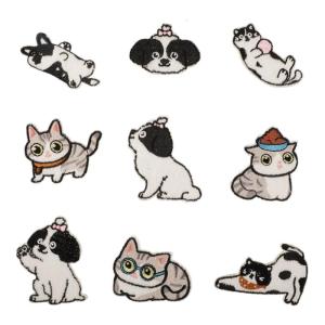9 cái chó may trên/Miếng dán ủi phim hoạt hình mèo các mảng vá thêu may các bản vá lỗi đính cho ba lô trang trí