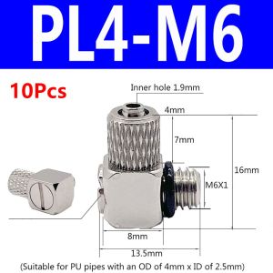 LITTLEX 10Pcs Chủ đề nam Khớp nối xoắn nhanh Micro 3mm 4mm 6mm đường kính ngoài M3 M4 M5 M6. Lắp nhanh khớp nối nhanh mini Đầu nối ống khí