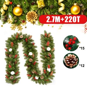 【Pengiriman Lokal】2.7 Meter Garland Daun Kawat Lilit 260T Hiasan Dekorasi Natal Christmas / Dekorasi Natal / Hiasan Natal Daun Lilit Kawat