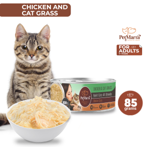 PetMarra Choice Cuts Adult Cat Wet Food Can Chicken and Cat Grass 85g - PetMate complete cat nutrition