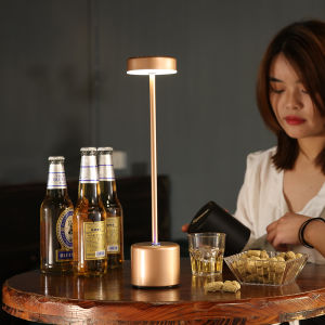 Hot Selling Spot LED Table Lamps Stainless Steel Texture Rechargeable Bar Lamp Bedside Decorative Lamp Work Lamp Night Lamp (Lightning Delivery)