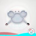 Akio Baby Kiara Crab Design Silicone Suction Plate with Spoon and Fork. 