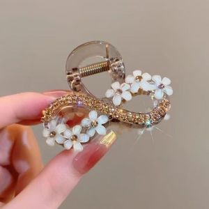 Kẹp tóc càng cua hoa Rhinestone biển amila thanh lịch với điểm nhấn ngọc trai cho kiểu tóc nửa phong cách