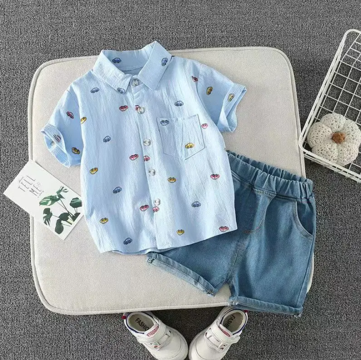 Baby boys Short sleeved shirt and jeans Two piece sets Casual kids