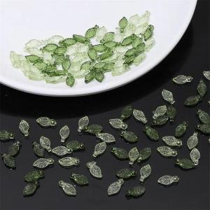 10pcs/Lot Acrylic Pendant Green Color Line Leaf CharmsFor DIY Home Craft Handmade Making Bracelet Earring Necklace h2610