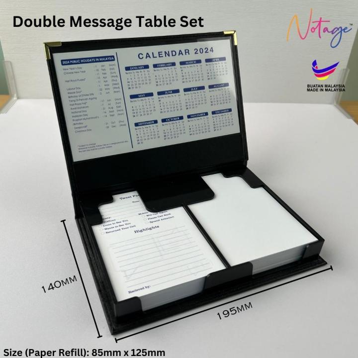 Double Memo Box with Plain sheets and Message pads PVC Memo Box for ...