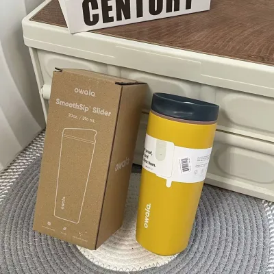 12 Colors The Newest Design! Owala SmoothSip Slider Insulated Inside The Ceramic Coffee Tumbler Reusable Iced Coffee Cup Hot Coffee Travel Mug BPA Free 20oz