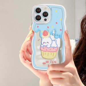 (Lokal Ready) Xinyu Casing hp Realme C53 C51 C55 C33 C35 C31 C30 C30s C21Y C25Y Realme C11 2021 C20 C15 C25 C17 C12 C3 Realme 10 9i 8i 7 Pro Realme 5 Pro 5i 5S 6i Narzo 50A Prime Casing Ponsel Pasangan Manis Beruang Es Krim Tepi Bergelombang Soft Case