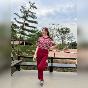 🌈SpinnyHouse🌈  ชุดเซต ผ้าไหมพรม ลายริ้ว ผ้าไหมพรมทอแน่นๆ งานปังฮิตสุด ได้ทั้งเสื้อทั้งกางเกงเลยจ้า #✅รุ่น เซตริ้ว ริ้ว 88 I203A