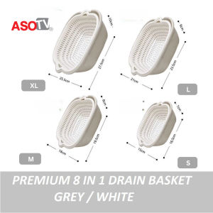 ASOTV® 8 in 1 Drain Basket Fruit Vegetables Strainer Rinse Penapis Bakul Cuci Sayur Penyaring Sayur 洗菜沥水蓝 1455