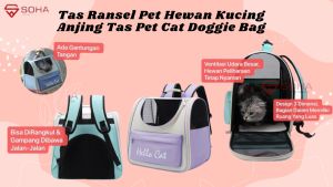 AHP-02 Tas Ransel Pet Hewan Kucing Anjing Bahan Waterproof & Transparan Design Modern Pilihan Warna Lucu
