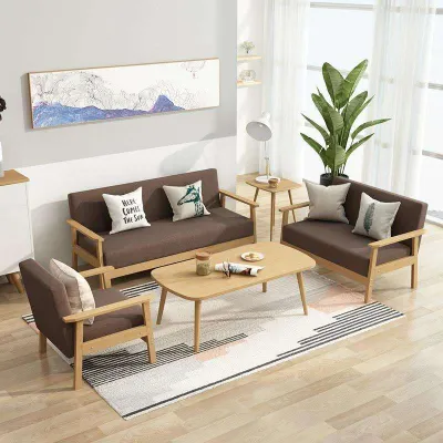 Living Room Solid Wood Sofa Combination Set Modern And Simple