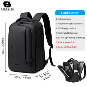 กระเป๋าเป้ชาย FENRUIEN สามารถขยายตัวในความหนา และความจุกระเป๋าแล็ปท็อปขนาด 16 นิ้วสำหรับเดินทางไปทำธุรกิจ และเดินทาง