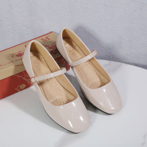 [FA]Mary Jane Womens one strap square toe glossy leather flat shoes doll shoes for women