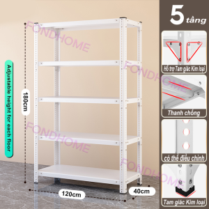 HOME KỆ SẮT ĐA NĂNG 3/4/5 TẦNG D90xR40xC180cm KỆ ĐỰNG ĐỒ CAO CẤP CHỊU LỰC 500 KG