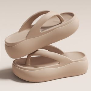 NALANILI 5CM EVA Dép đế bằng Chống trơn trượt Tăng chiều cao Dép xỏ ngón nữ Sành điệu Nhẹ Dép đi biển Trang phục hàng ngày