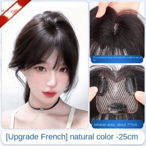 7x7-25cm tulip 100% Human Hair Piece Black And Mocha Brown Hair Topper Hair Replacement Cover White Hair Breathable And Lightweight Wig Increase Hair Volume For Women