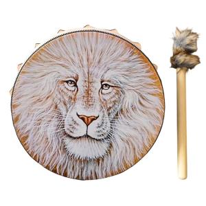 Unique Pattern Shaman Drum With Drumstick Siberian Drum Sound Healing Tool Home Ornament for Spiritual Music Meditation