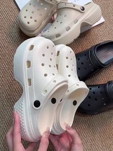 WomenS Clog Sandals For Outdoor Wear Summer Height-Increasing Non-Slip High-Heeled Closed-Toe Slippers Fashionable And Versatile