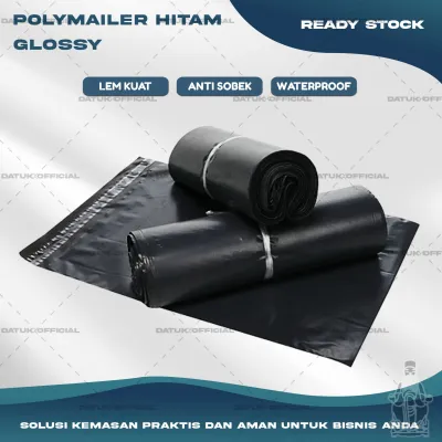Plastik Packing Polymailer Kantong Olshop Lem isi 100 Semi Glosy HITAM Ukuran 17X30 20X30 20X40 25X35 25X35 25X40 30X40 30X50 35X50 40X50