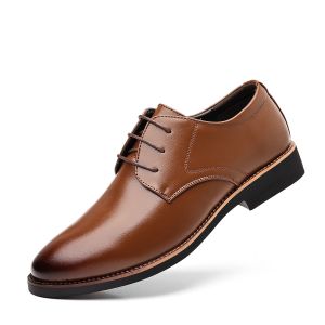 Mens Business Casual Shoes Fashionable Lace-Up PU Leather Oxford Shoes Elegant Formal Dress Shoes for Man for Spring and Autumn Large Sizes Black Brown2026