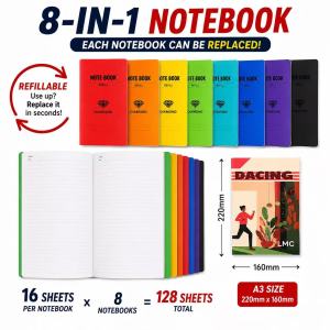 MOMO Student Organizer Notebook 8 Subject Refillable Notebook Set Waterproof Cover with Elastic Band Replaceable Mini Notebooks Color Coded School Supplies for Study Notes Homework Reviewers Manila Stock