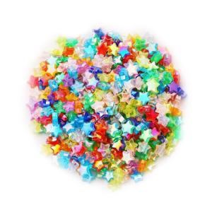 10Pcs Rainbow Color Acrylic Beads Heart OR Star Spacer Beads For Bracelets Necklace Making Keychain Art Craft