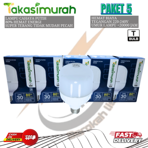 bolam lampu led 30 wat murah 1paket 5pcs TAKASIMURAH Bohlam lampu led 30watt cahaya putih terang sni