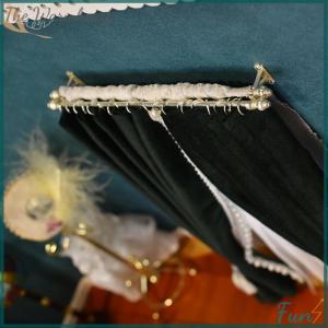 【The Warmheart】 1:12 Dollhouse Miniature Curtain Rod Metal Hook Up Rings Window Fitgs Furniture Model Decor Toy Doll House Accessories