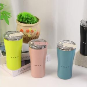 SMEG Stainless Steel straw cup Coffee Mug Vacuum Flask Hot Cold Tumbler Car Water Cup Office Coffee Tea time 550ml