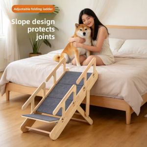 IPIE2 Adjustable Pet Stairs 3/4 Steps Foldable Dog Steps Stable Felt Covered Dog Ramp Indoor