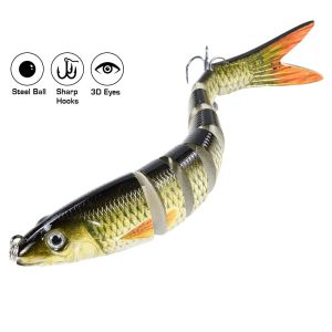 Pipeiness Mồi Bơi Nhiều Khớp Mồi Câu Cá 8 Đoạn Crankbait Mồi Bơi Cứng Cá Chìm Cá Vược 13CM25G