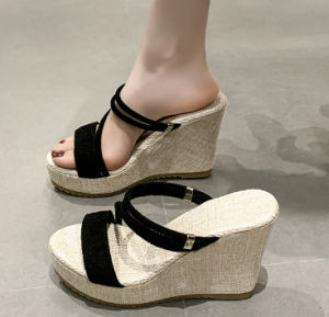 [Free Shipping] Platform Sandals Summer Large-Size Versatile For Two Different Styles WomenS Sandals With Thick Soles Thin Straps And Open Toes Roman-Style Sandals