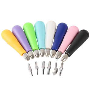 Linoleum Cutter Lino Cutter Tool Set With 6 Assorted Cutting Head Rubber Stamp Carving Tool Block Printing Supplies