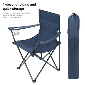 New Portable Folding Chair with Armrest Heavy-Duty Outdoor Camping Chair Lightweight Beach Chair 3-Year Warranty - 80x50x50cm