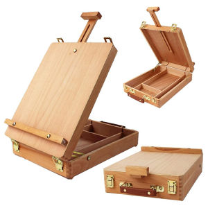 Beechwood Small Adjustable Wood Table Sketch box Easel Portable Wooden Artist Desktop Storage Case Art Supplies