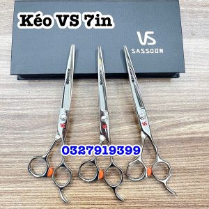 VS Kéo Cắt Tóc Cao Cấp 7 In Thép Nhật S440C Quai Phẳng Lệch Độ Cứng 62HRC Lưỡi 8.5cm Chuyên Sản Phẩm Tóc