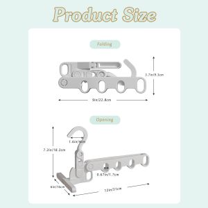 2pcs 5-hole Rack Coat Towel Hanger Door Rear Hook Heavy-Duty 5-hole Multi-functional Foldable