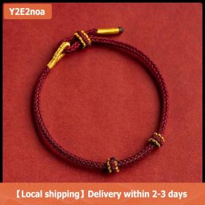 【Local shipping】 กำไลข้อมือเชือกนำโชคสำหรับเด็กแนววินเทจปรับขนาดได้สายสีแดงแบบ DIY ของขวัญ