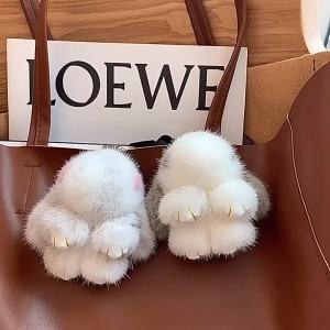 Móc treo túi xách nữ hình thỏ lông chồn nhồi bông dễ thương hot trend thú nhồi bông lông thú thời trang móc khóa xe hơi phụ kiện treo túi.