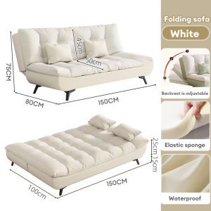 SUNNY Foldable Sofa Bed Lazy Sofa Multifunctional Sofa Folding Sofa With Pillow White/Green Sofa Chair Adjustable Sofa