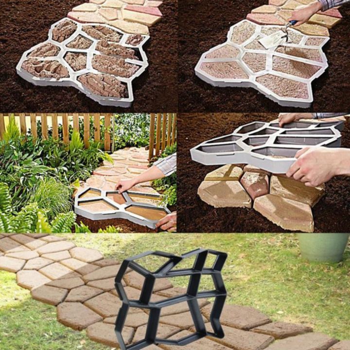 LULU Diy Path Maker Paver Molds Plastic Garden Stone Brick Concrete ...