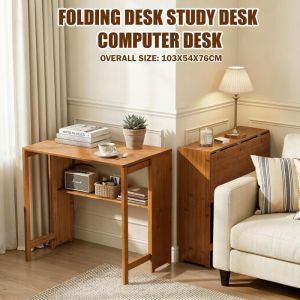 Folding Desk Computer Table Office Desk Desktop Solid Wood Bedroom Bedside Writing Workstation