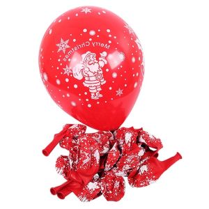 20Pcs 10Inch Merry Christmas Balloons / Christmas Printed Latex Balloon / Santa Claus Snowflakes Bell Xmas Tree Decorative Party Wedding Supplies